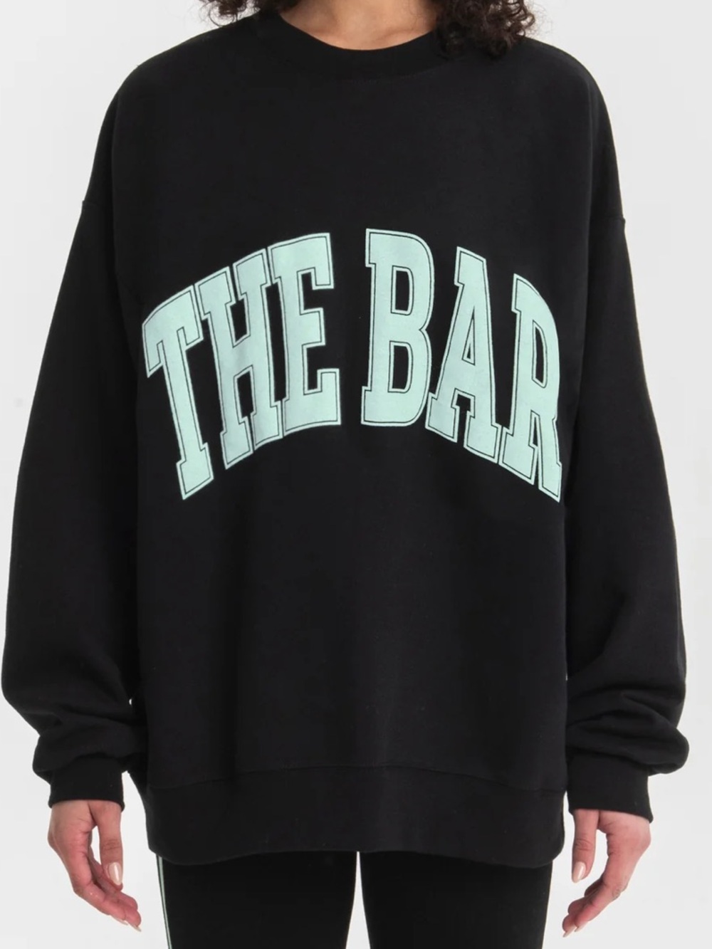 The Bar Varsity Sweatshirt in Black & Mint Size L NWT